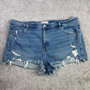 Abercrombie & Fitch Mom Shorts Women’s 20 Blue Cut Off High Rise Distressed